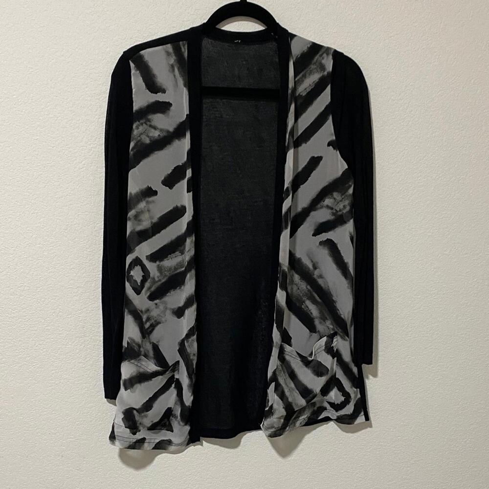 Zebra Print Black White Women's Sweater Sheer Chiffon Lightweight Animal Print